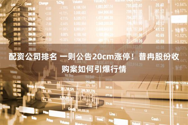配资公司排名 一则公告20cm涨停！普冉股份收购案如何引爆行情